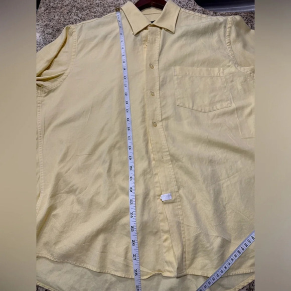 Bugatchi Men Large Yellow Classic Fit Short Sleeve Shirt - Picture 4 of 7